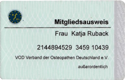 Mitgliedsausweis Verband der Osteopathen Deutschland e.V.